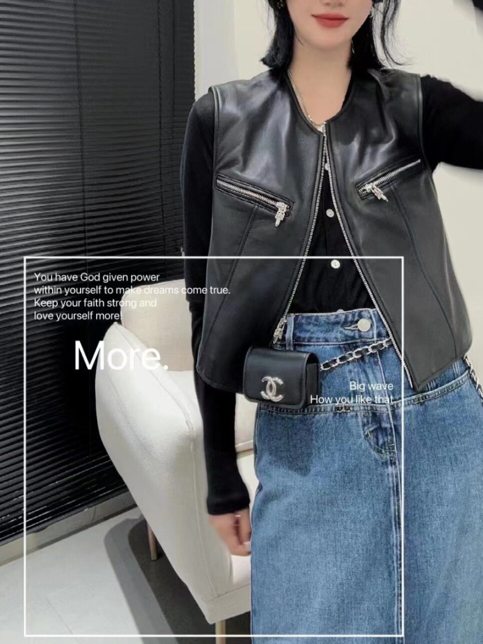 秋季新款真皮高端小马甲女绵羊皮洋气百搭修身显瘦拉链坎肩潮