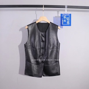 洋气真皮新款皮衣女款绵羊皮时尚收腰显瘦气质无袖皮马甲背心坎肩