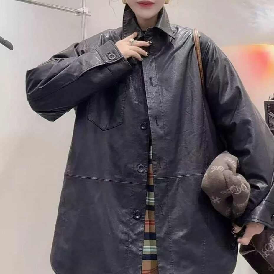 2026新款翻领绵羊皮女皮衣外套
