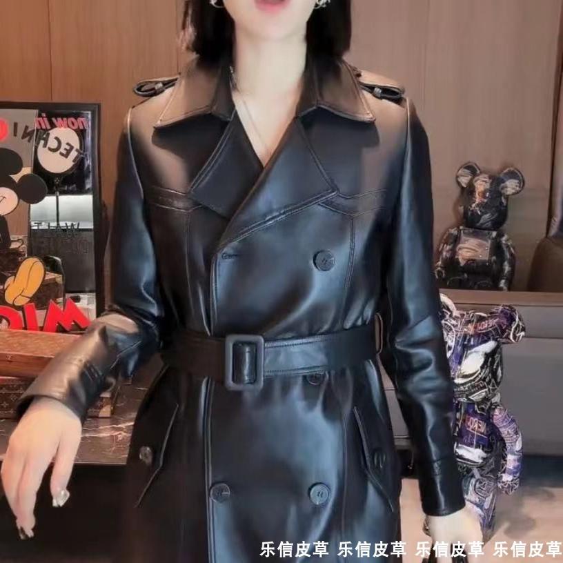 网红洋气爆款纯色外穿真皮女上衣