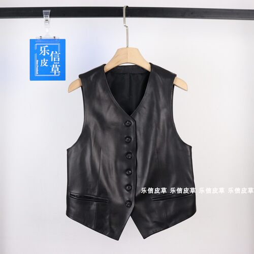 真皮修身马甲新款无袖百搭