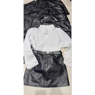 2026春季新款简约风真皮羊皮皮衣女款短款靴裙显瘦A字腰带半身裙