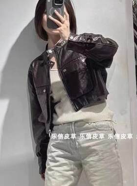 海宁2024新款短款真皮皮衣
