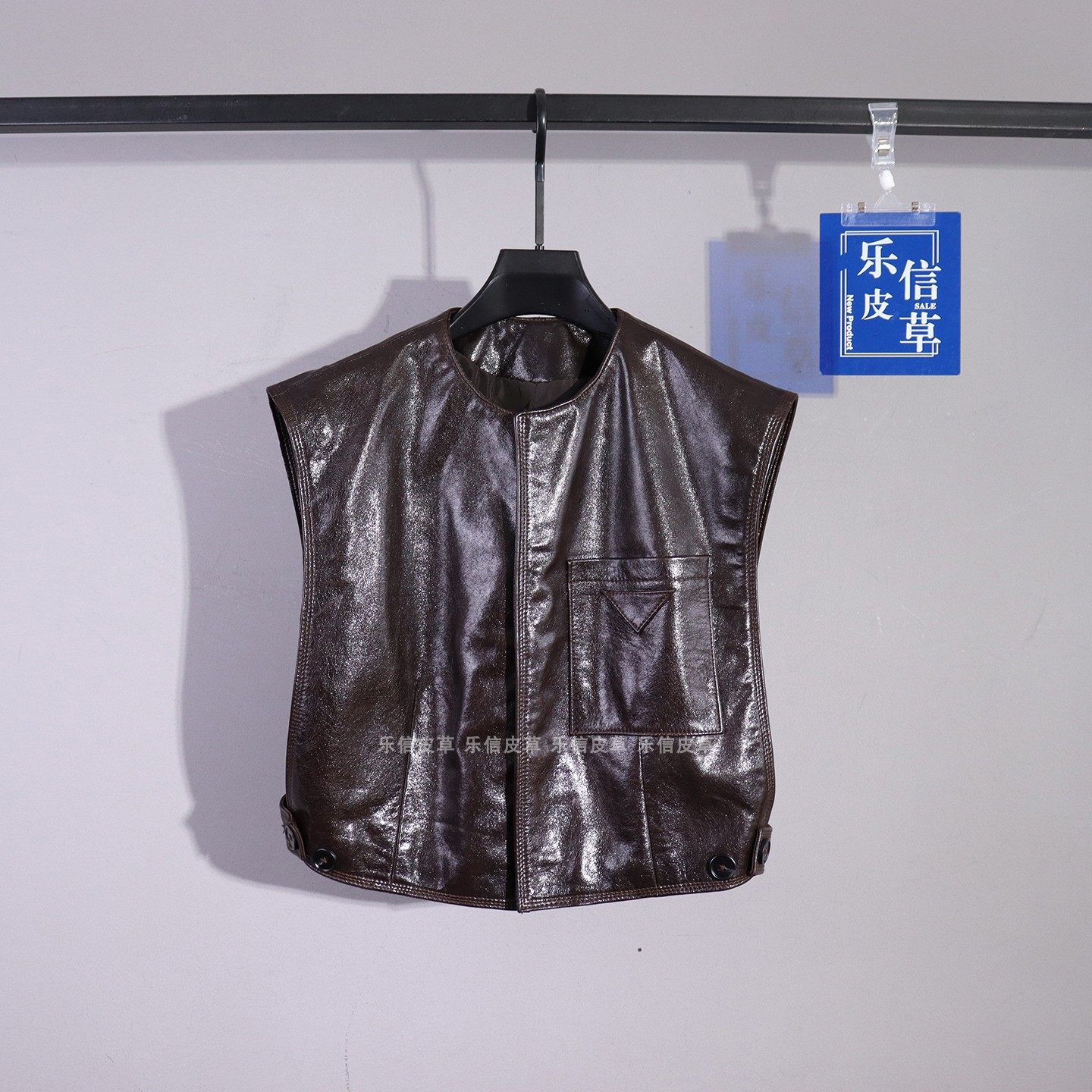 时尚新款真皮马甲女绵羊皮气质腰带款修身显瘦短款皮无袖坎肩上衣
