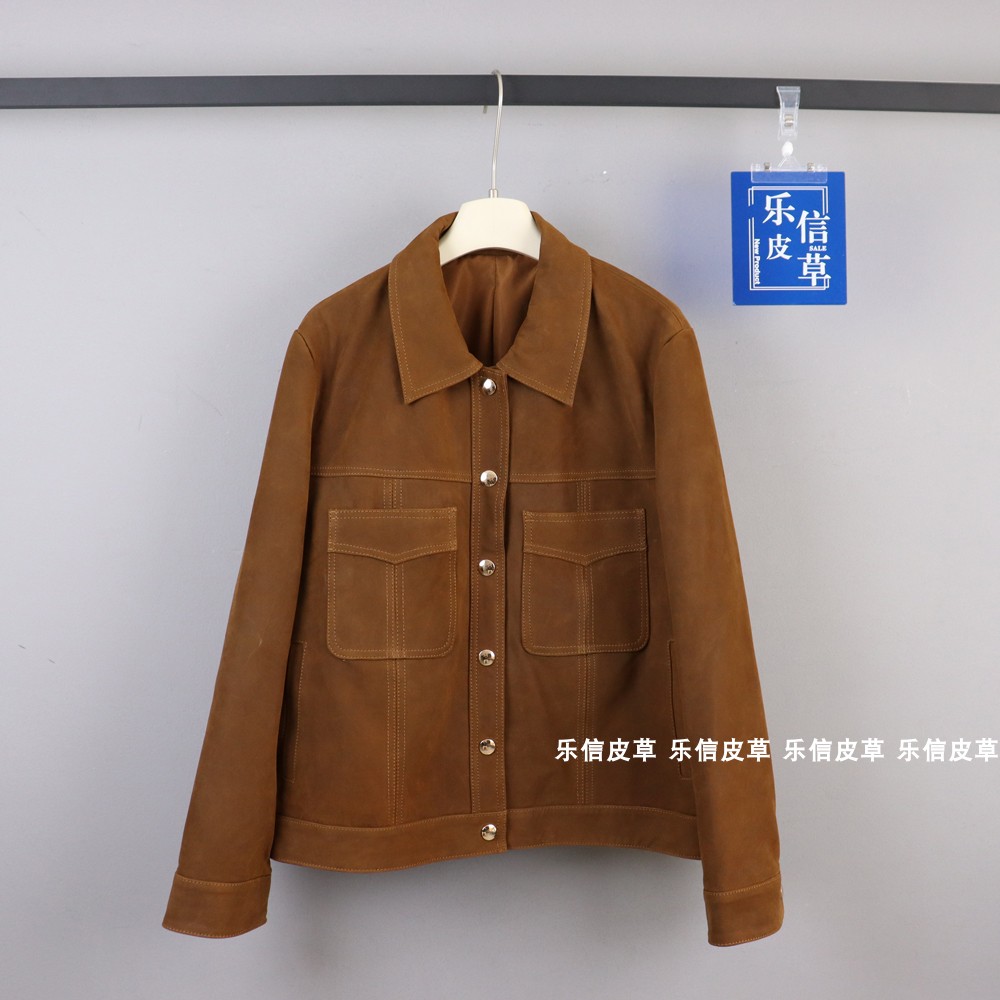 绵羊皮新款2024秋季机车服
