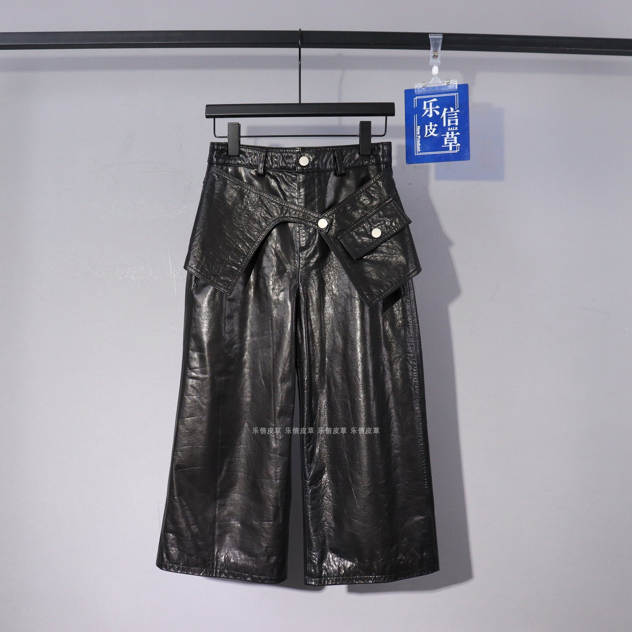 新款真皮女士皮裤绵羊皮高腰显瘦复古气质阔腿皮裤A字百搭休闲裤,女装/女士精品,皮衣,淘宝优惠券,粉丝福利购,淘宝优惠卷