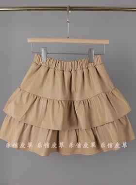 其他短裙A字清新真皮绵羊皮