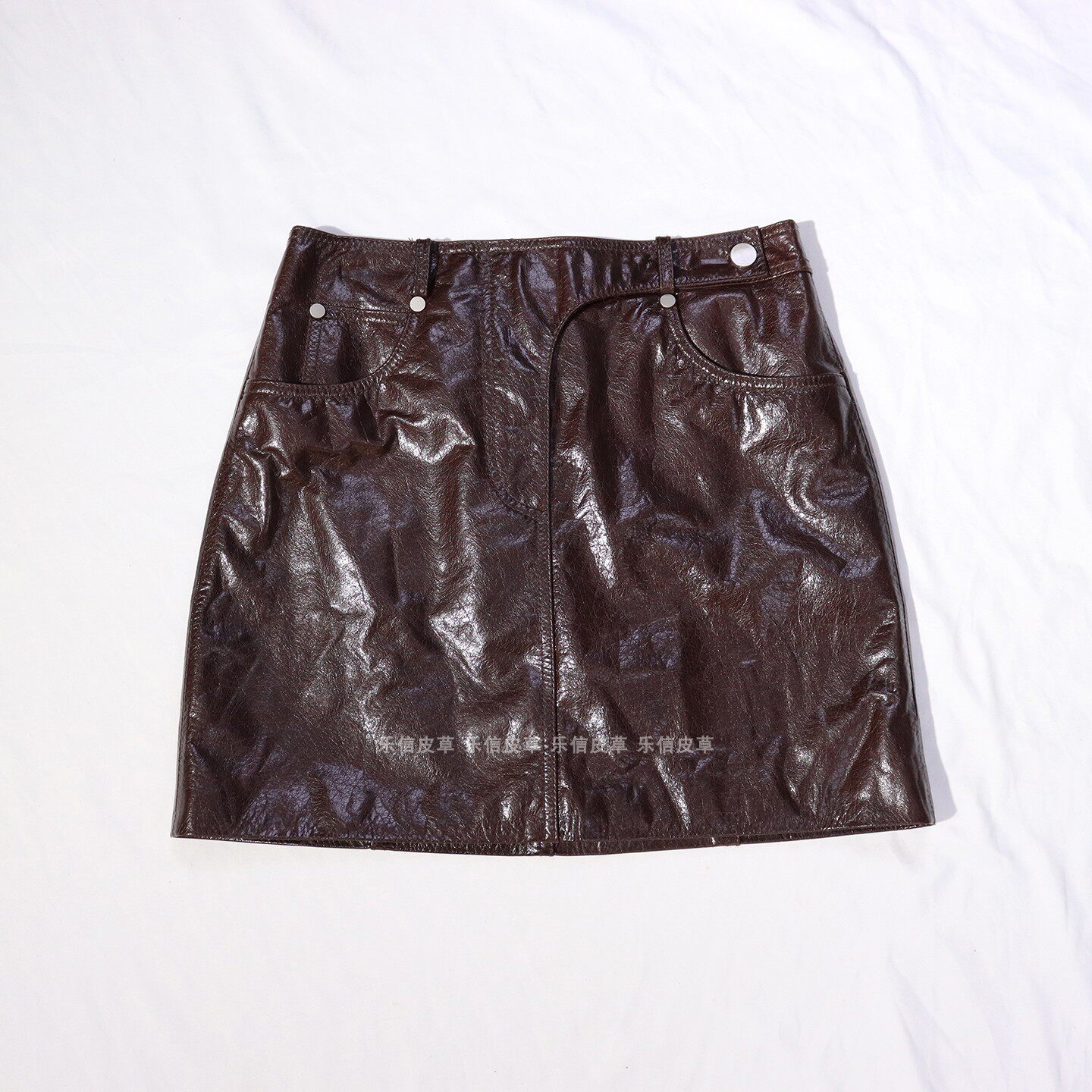 时尚新款真皮皮裙女绵羊皮不规则百搭显瘦气质短款A字半身包臀裙