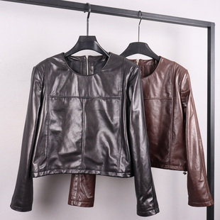 2026春季时尚新款真皮皮衣女款短款时尚简约显瘦百搭修身长袖外套