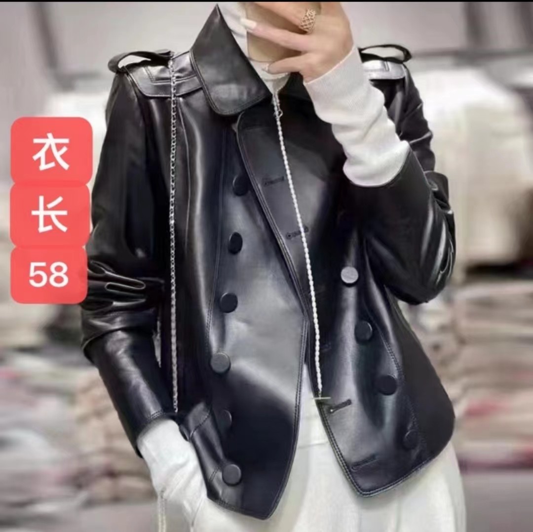 直筒百搭短款真皮皮衣绵羊皮