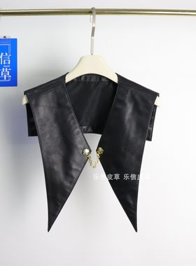 其他通勤短款V领真皮披肩绵羊皮