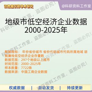 地级市低空经济企业数据2000-2025年低空经济企业存量数