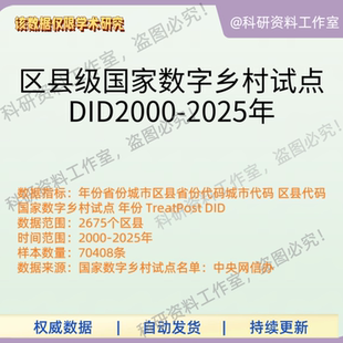 区县级国家数字乡村试点DID数据2000-2025年