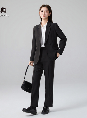 幂典黑色面试西服套装女春季2026新款考公银行职业正装小西装外套