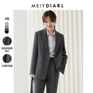 新款 国考面试高级西服2025春季 外套女小个子休闲职业套装 灰色西装