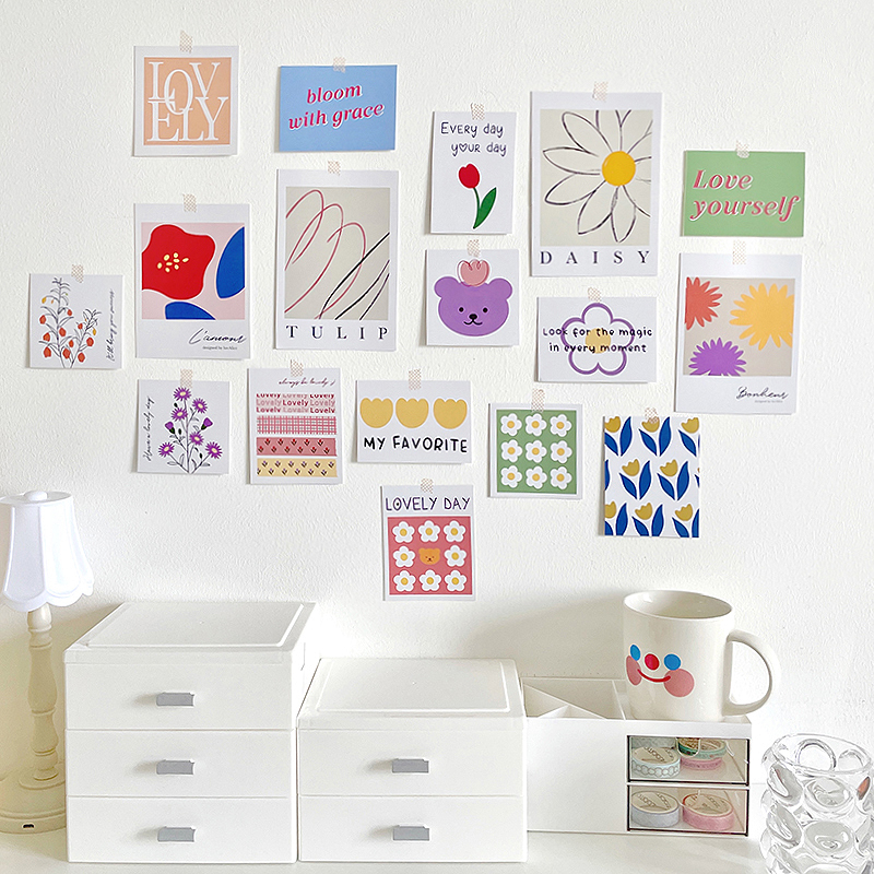 墙贴ins风可爱撞色卡通墙面贴韩系少女心背景墙卡片房间装饰卡纸