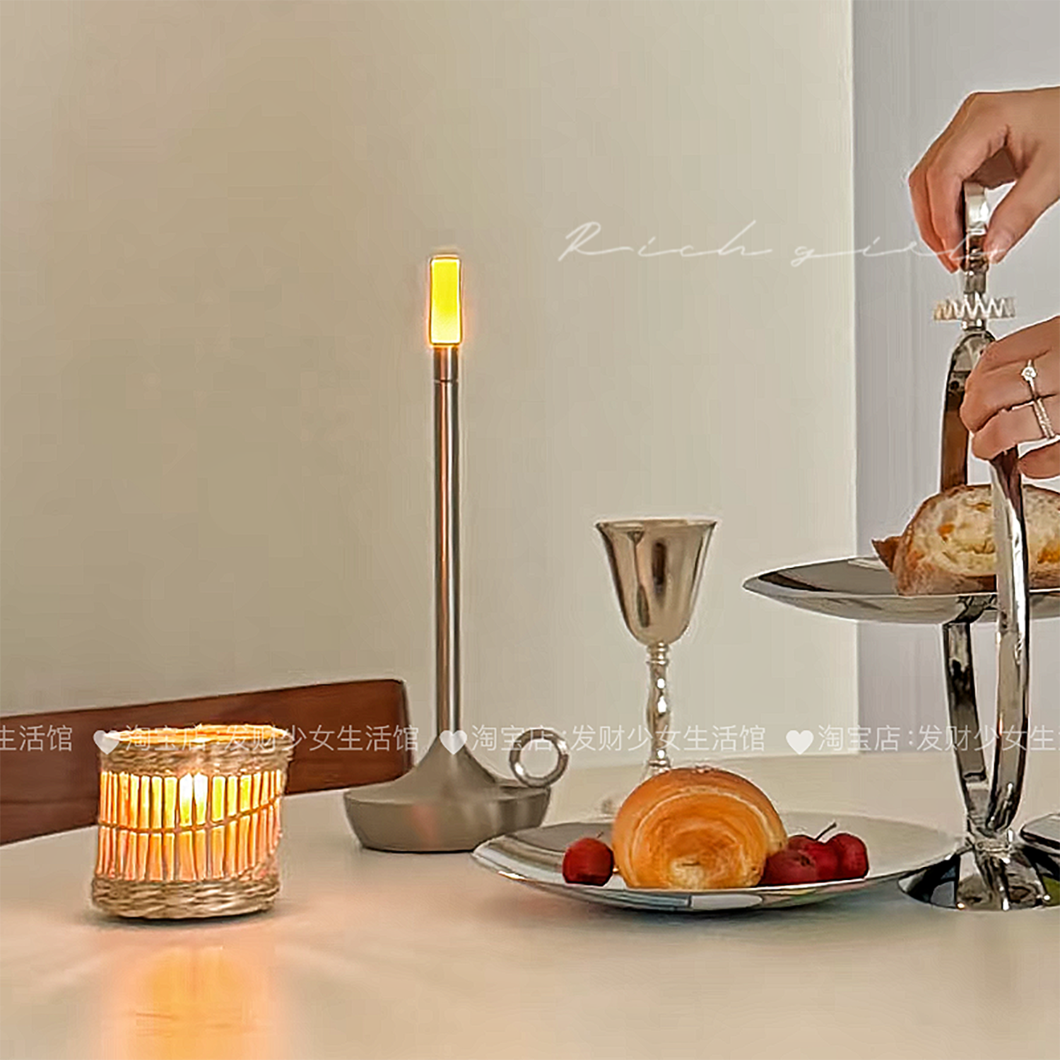 台灯卧室床头灯轻奢高级感金属中古氛围灯酒吧餐厅民宿装饰灯夜灯