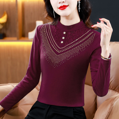 恒源祥官方正品德绒打底衫女中年妈妈内搭加绒加厚上衣长袖t恤秋