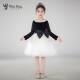 儿童黑白钢琴演出服中小学高端合唱团比赛礼服女童学院风公主裙短