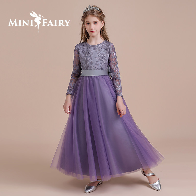 女童花童礼服公主裙蓬蓬纱紫色长袖儿童主持人晚礼服圣诞节演出服,童装/婴儿装/亲子装,儿童礼服,淘宝优惠券,粉丝福利购,淘宝优惠卷