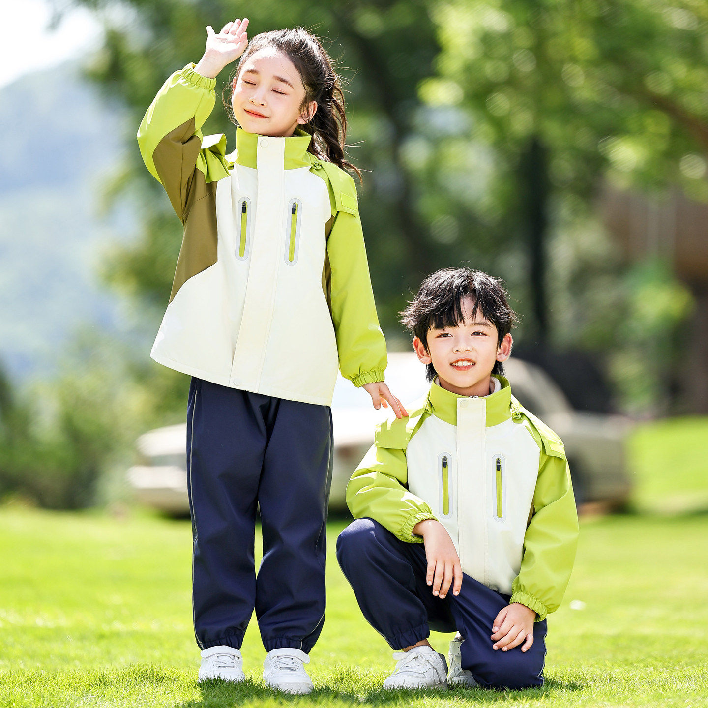 幼儿园园服春秋冬装冲锋衣小学生校服运动会五件套一年级班服套装