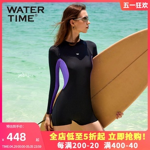 连体2024新款 防晒夏季 游泳衣女长袖 WaterTime 度假水母冲浪潜水服