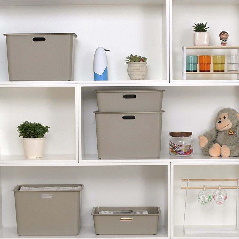 茶花塑料收纳箱零食有盖整理箱储