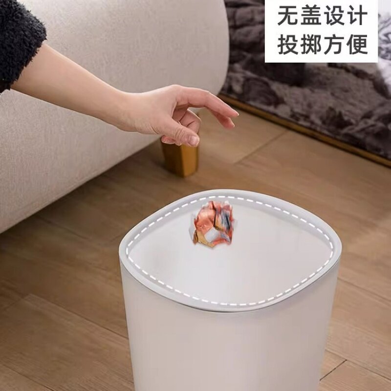 茶花净悦压圈垃圾桶新款客厅卧室厨房卫生间简约方形无盖压圈纸篓