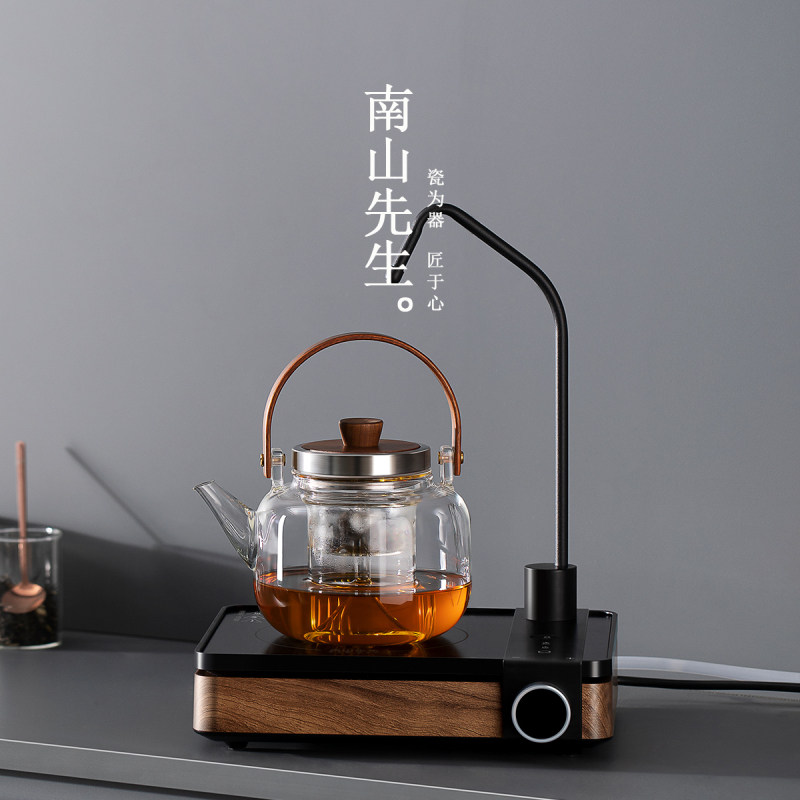 南山先生静观黑晶炉煮茶器家用烧水壶全自动一键上水一体玻璃蒸茶