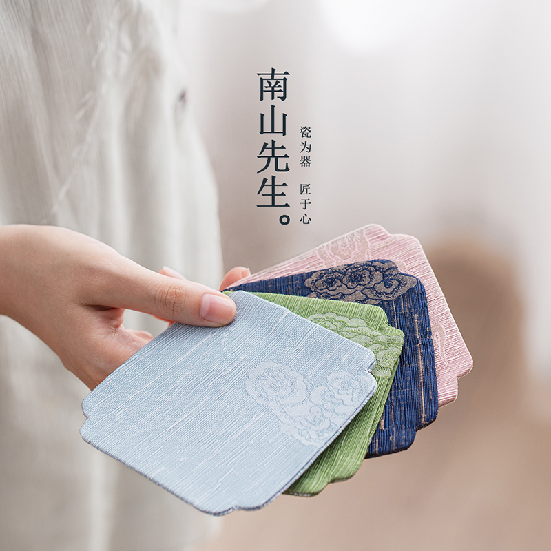 织锦竹节双层杯垫茶杯托