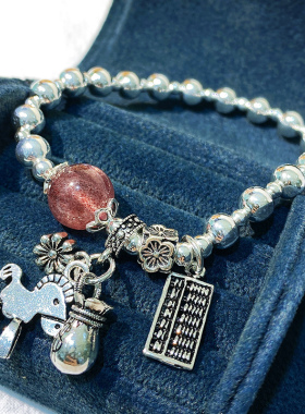 马上有钱花手链女纯银