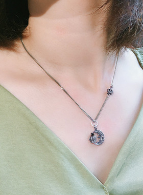 925纯银项链女INS皇冠高级感