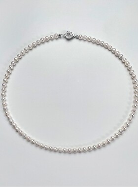 DARA戴拉 S925银5-6mmAK淡水有核珍珠项链山茶花设计简约锁骨链