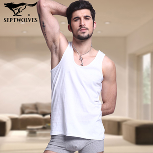 老汉衫 七匹狼纯棉男士 背心男打底宽松内衣道二股筋吊带汗背心男式