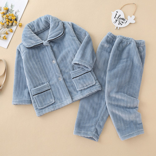 儿童法兰绒睡衣秋冬季