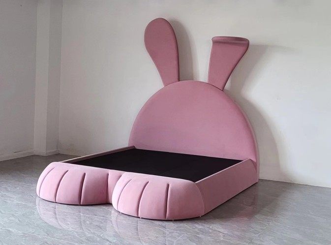 5米粉色灰色儿童布艺床可爱型动物床