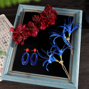 新中式复古新娘晨袍花朵红色中式结婚发饰头饰敬酒旗袍发钗配饰女