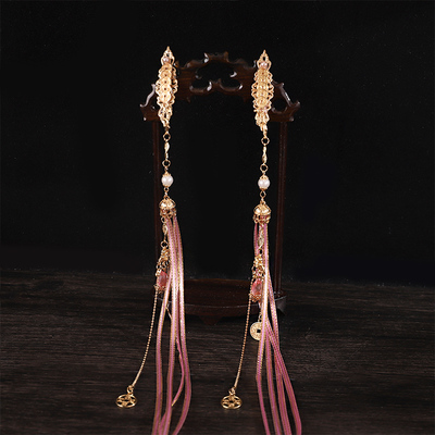 蛇年新品发夹古风汉服新年头饰金蛇衔财长飘带发夹过年喜庆发饰