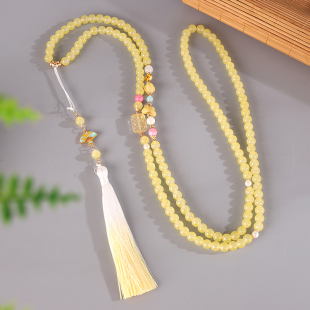 新中式中国风长款斜跨叠戴高级感流苏毛衣链女旗袍复古国风配饰女