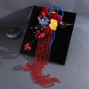 新中式国风瀑布新娘仿真花束晨袍婚纱拍摄手捧花拍照道具手拎花女