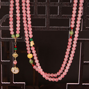 新中式国风斜挎链渐变纹路珠长款时尚百搭项链国风古风旗袍配饰品