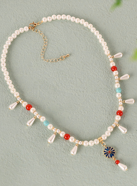 新中式仿珍珠吊坠超仙项链