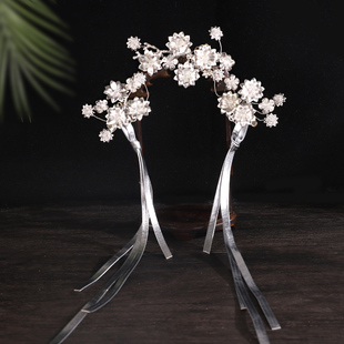 古风陈都灵同款 流苏银色发夹汉服古风仙气配饰超仙发饰虞姬头饰