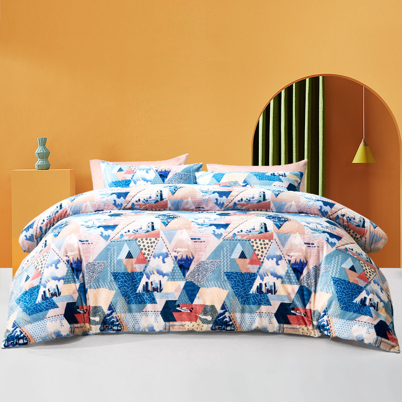 富安娜家纺加厚牛奶绒四件套保暖法兰绒双面绒床单秋冬季床上用品