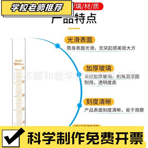 状元教育|玻璃量筒5ml10ml25ml50ml100ml250ml500ml化学实验室玻