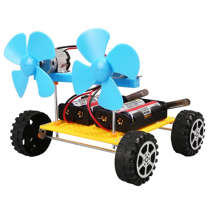 DIY空气推力小车 螺旋桨风动力车安全软桨反冲实验科技小制作手工