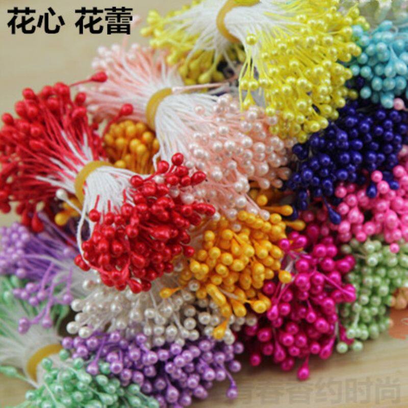 珠光花蕊仿真玫瑰花芯 亚光花芯扭扭棒丝网花手工diy花艺饰品配件