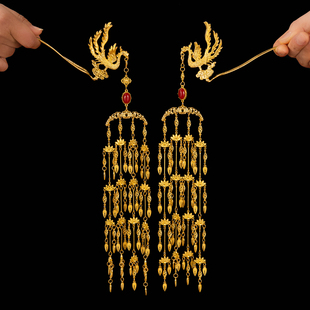 原创 明制宫廷风立体双面凤凰簪子 古风手工长流苏步摇古典唐风