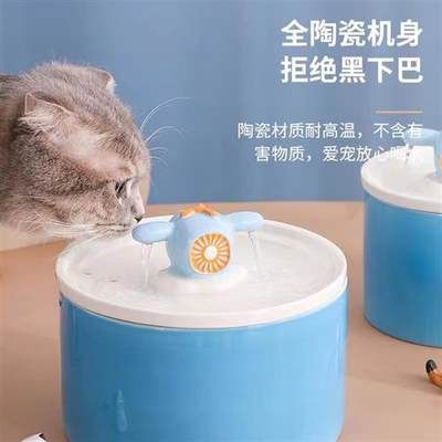 宠物陶瓷全自动喝水饮水机猫咪过滤喝水器循环喂水不湿下巴宠物批