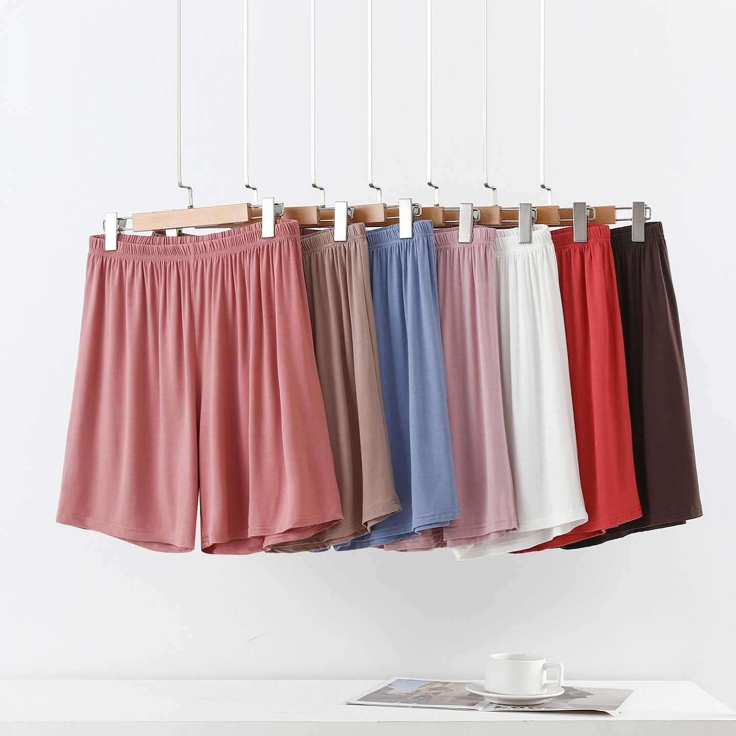 夏季莫代尔宽松短裤女新款大码运动休闲裤外穿阔腿裤家居裤薄睡裤